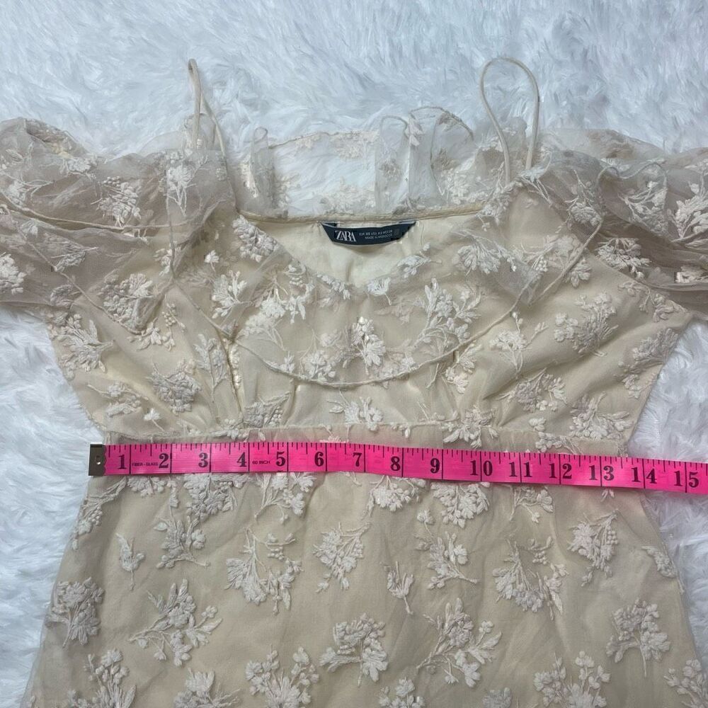 Zara Embroidered Ruffle Off Shoulder Lace Top Size XS - Small Romantic Ivory - Picture 9 of 14